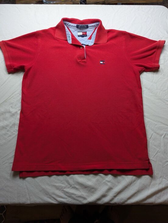Tommy Hilfiger Other - Vintage Tommy Hilfiger Polo Shirt Mens M Red 100% Cotton Flag Logo 90s